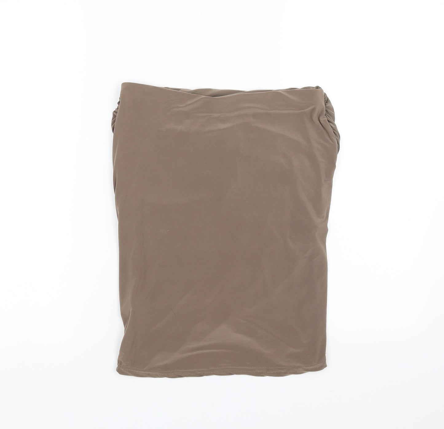 Boohoo Womens Brown   Straight & Pencil Skirt Size 10  - bodycon ruched detail