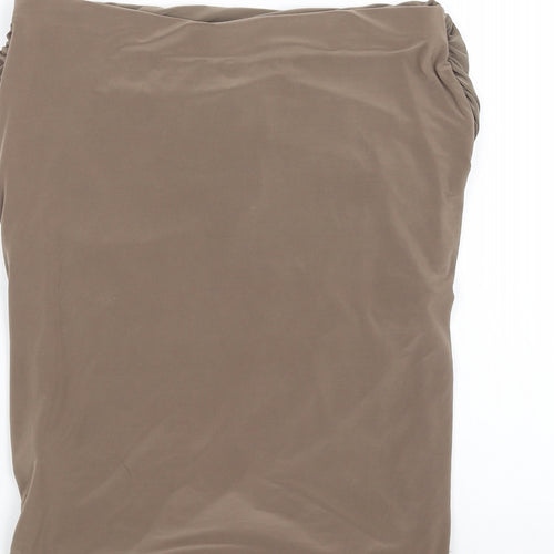 Boohoo Womens Brown   Straight & Pencil Skirt Size 10  - bodycon ruched detail