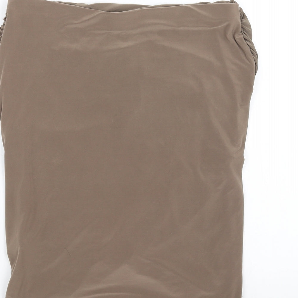 Boohoo Womens Brown   Straight & Pencil Skirt Size 10  - bodycon ruched detail