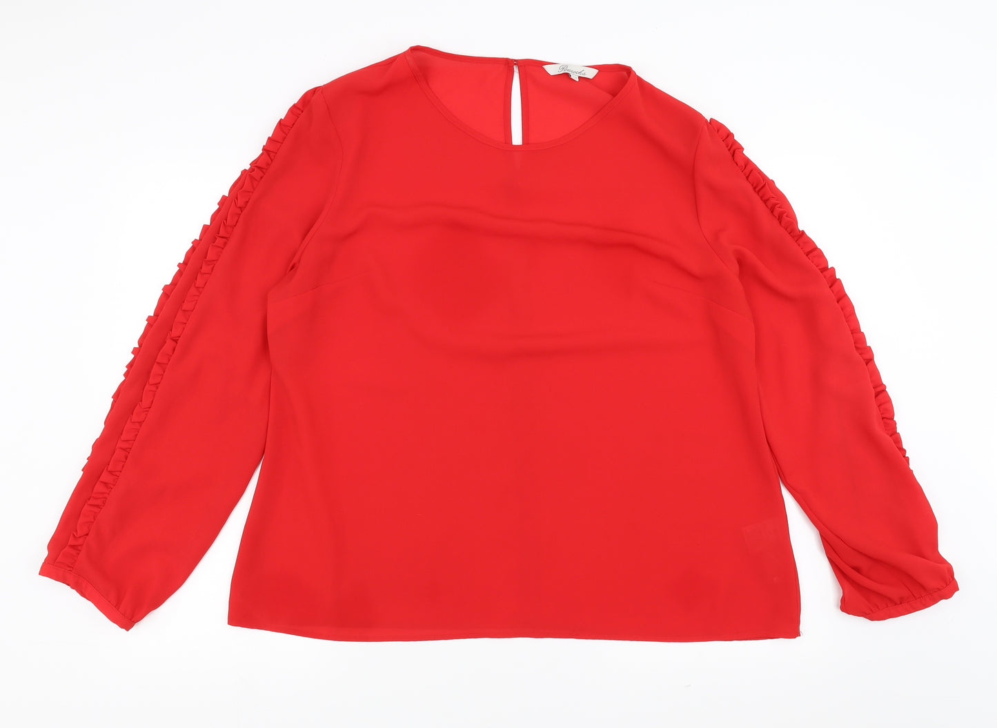 Peacocks Womens Red   Basic Blouse Size 20  - Ruffle Sleeve detail