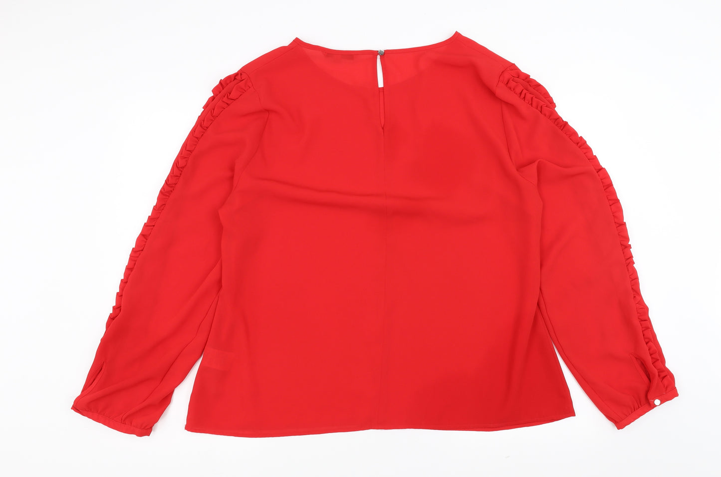 Peacocks Womens Red   Basic Blouse Size 20  - Ruffle Sleeve detail