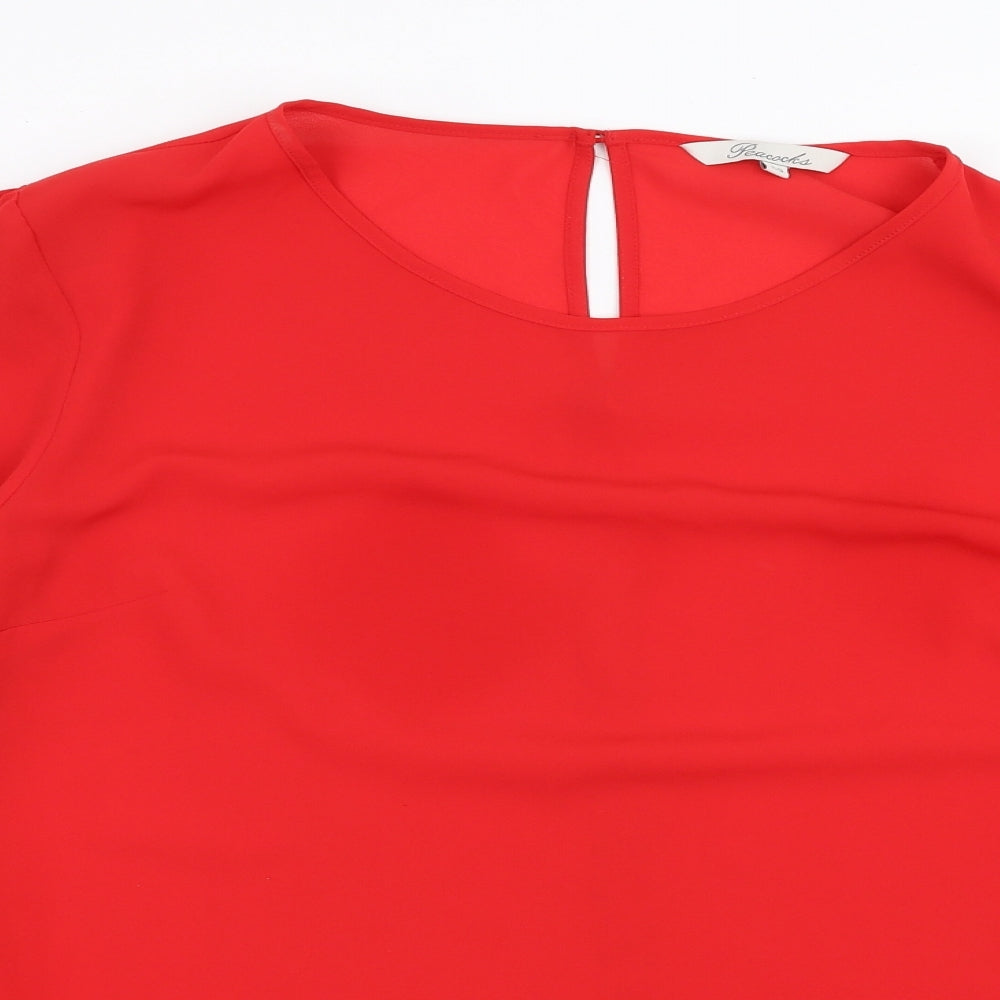 Peacocks Womens Red   Basic Blouse Size 20  - Ruffle Sleeve detail