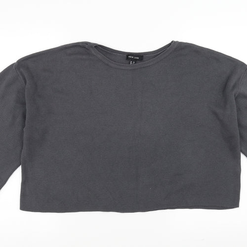 New Look Womens Grey   Pullover Jumper Size 12  - tie sleeve detail