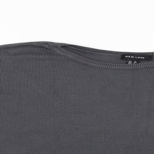 New Look Womens Grey   Pullover Jumper Size 12  - tie sleeve detail