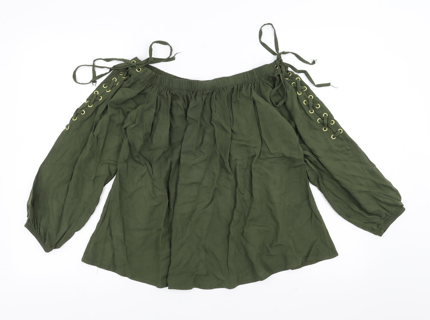 Select Womens Green   Basic Blouse Size 16  - tie sleeve detail
