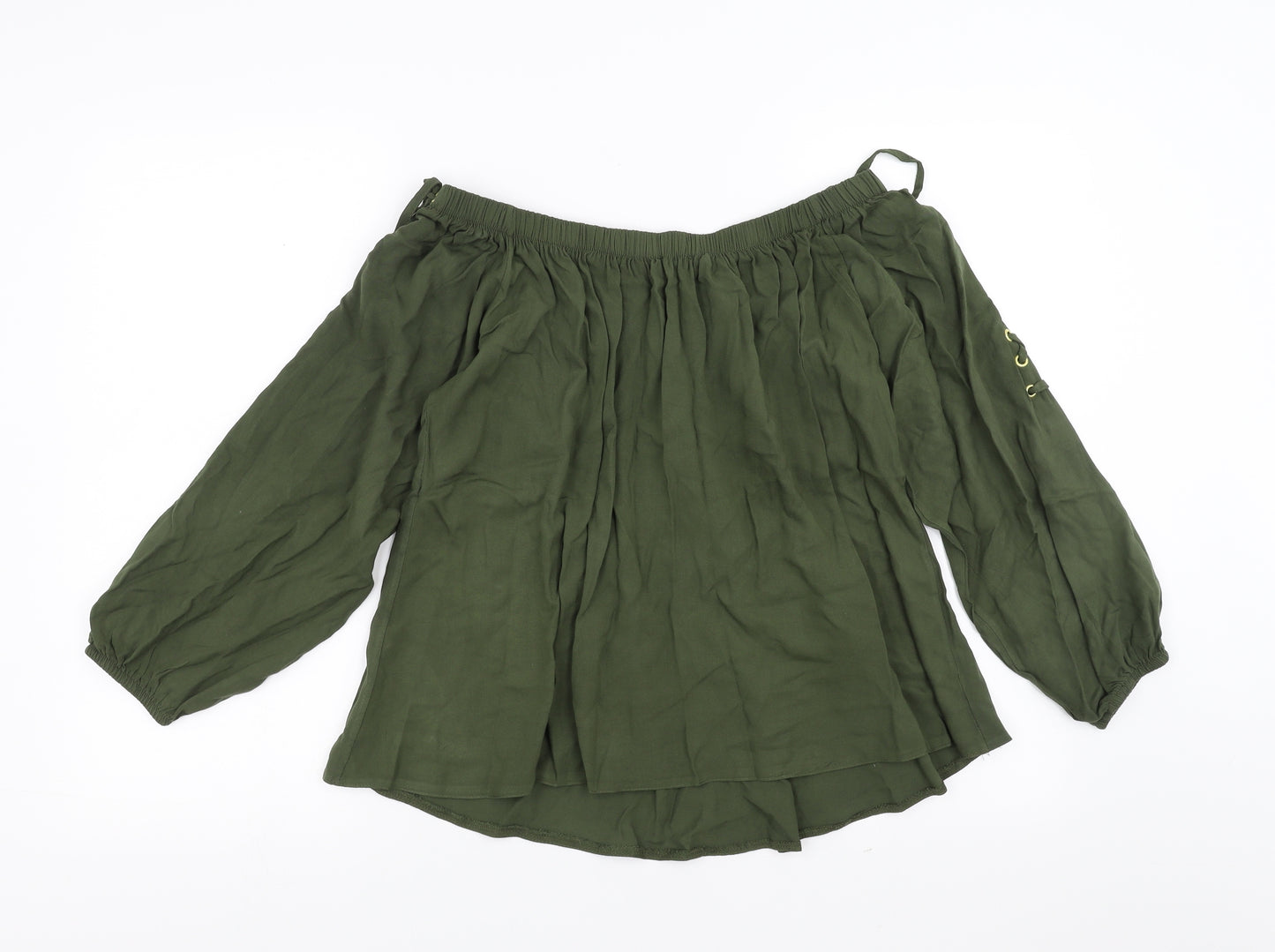 Select Womens Green   Basic Blouse Size 16  - tie sleeve detail