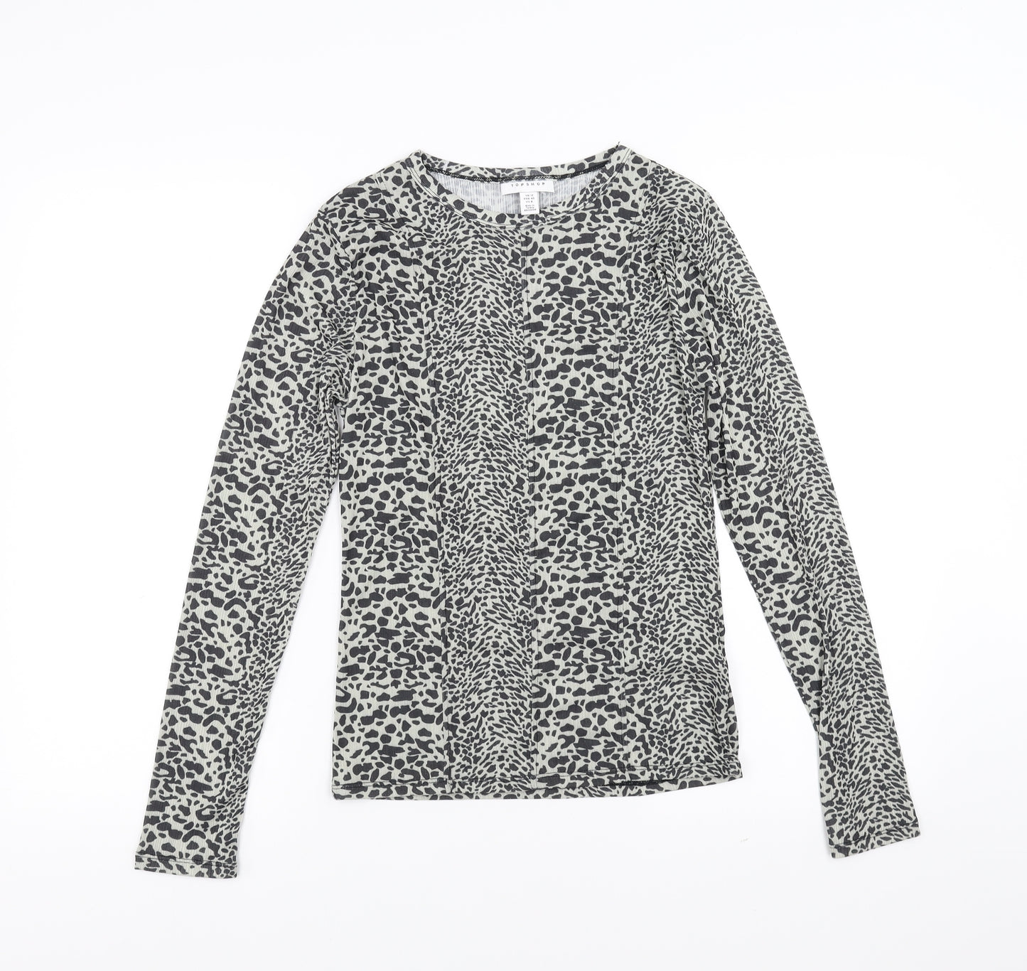 Topshop Womens Beige Animal Print  Basic Blouse Size 12