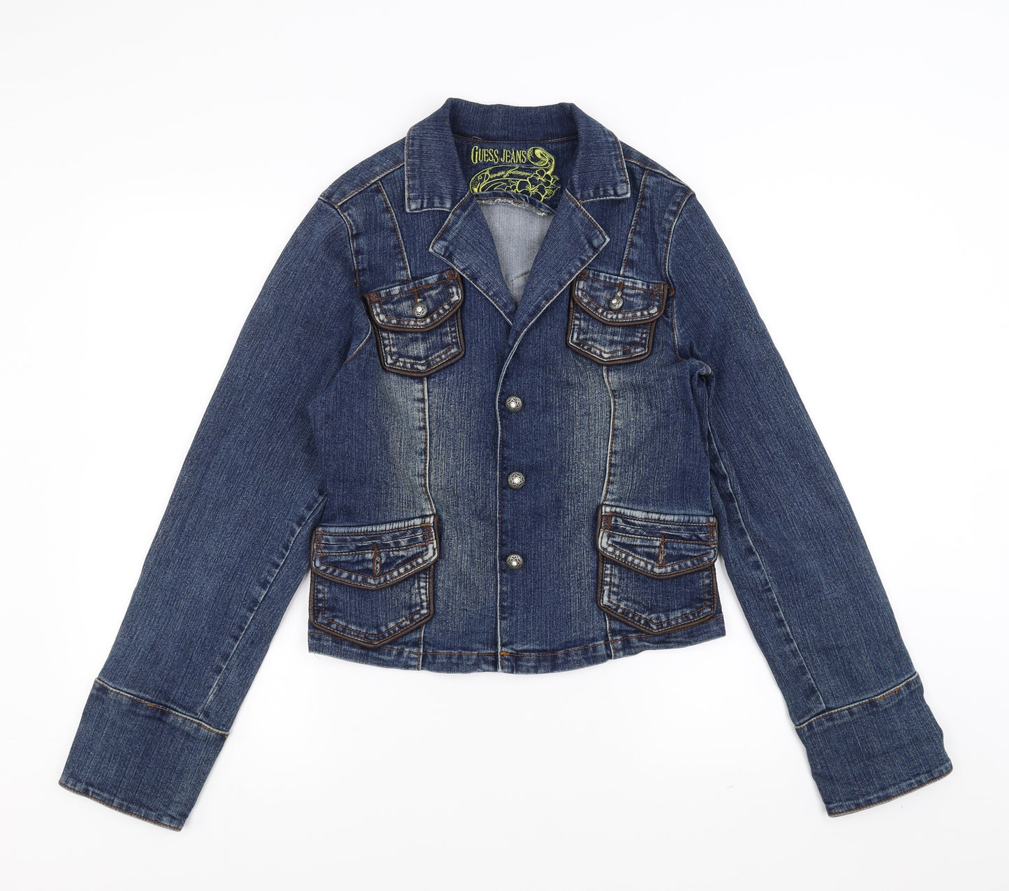 Guess Jeans Womens Black  Denim Jacket  Size XL  - rhinestone skull and crossbones