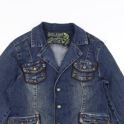 Guess Jeans Womens Black  Denim Jacket  Size XL  - rhinestone skull and crossbones