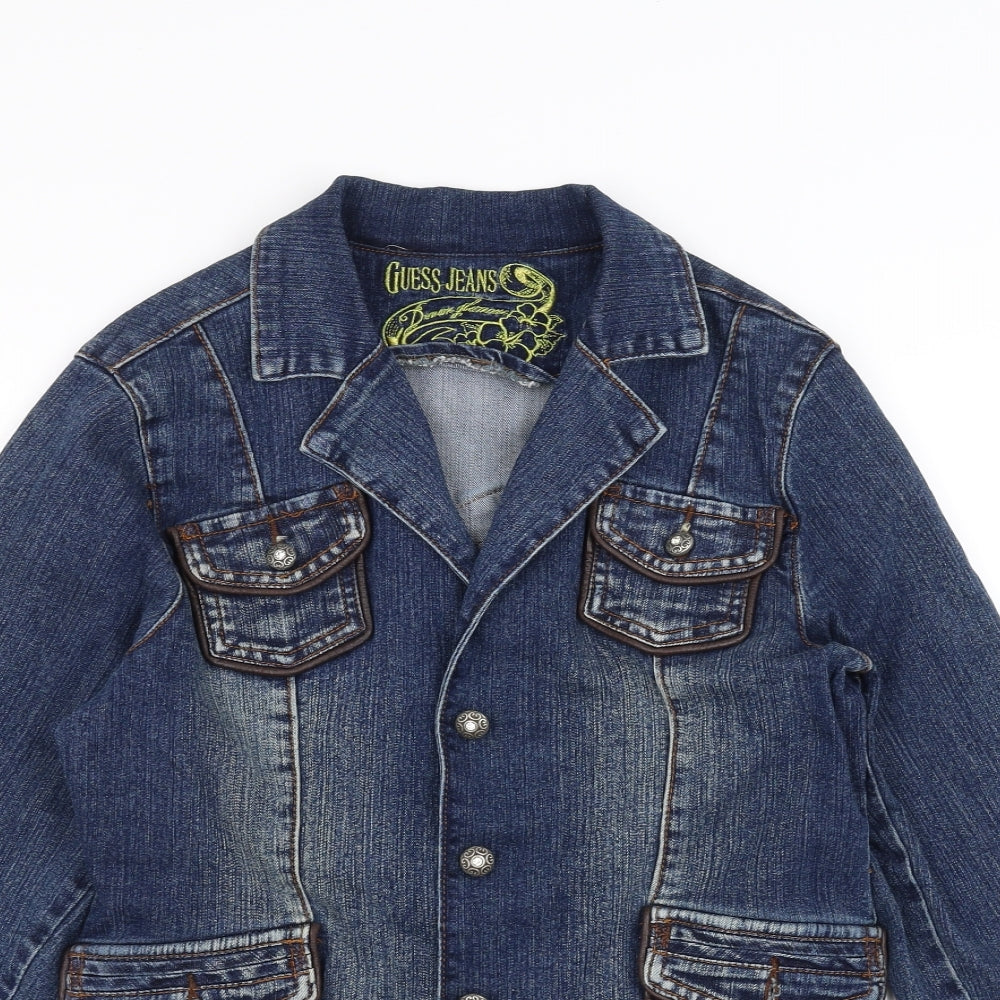 Guess Jeans Womens Black  Denim Jacket  Size XL  - rhinestone skull and crossbones