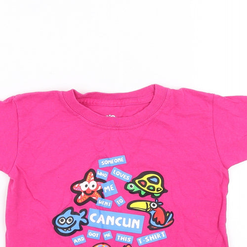 tropical relax Girls Pink   Basic T-Shirt Size 2 Years  - cancun