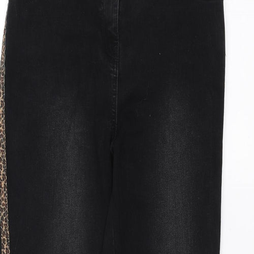 Papaya Womens Black  Denim Skinny Jeans Size 10 L26 in - leopard print detail