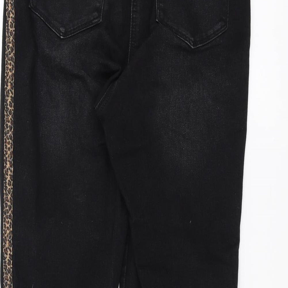 Papaya Womens Black  Denim Skinny Jeans Size 10 L26 in - leopard print detail