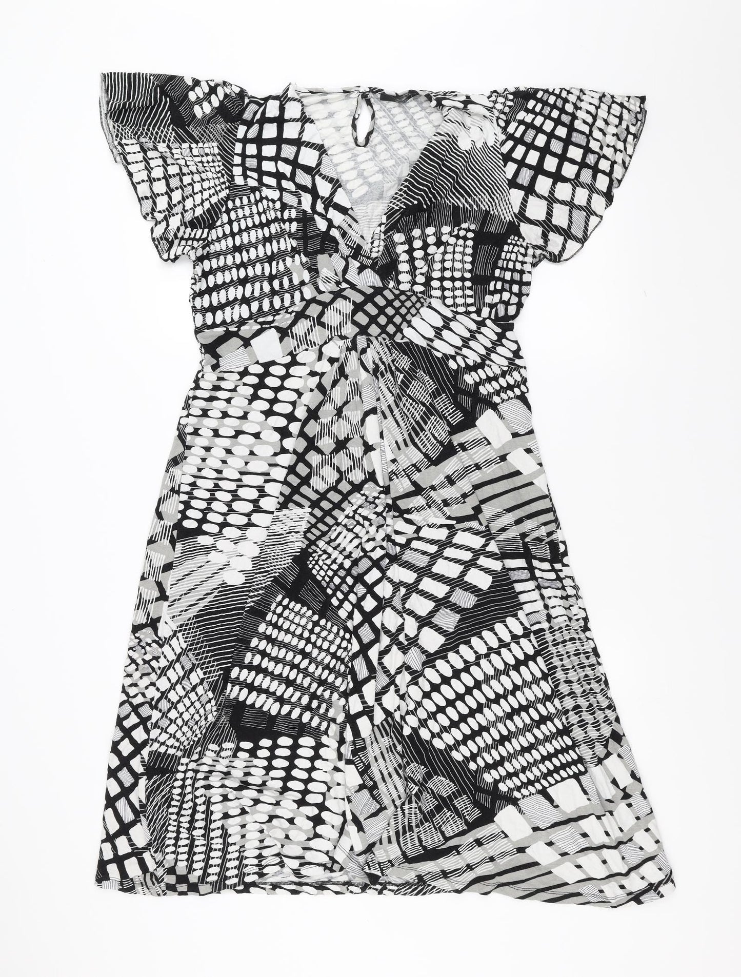 Marks and Spencer Womens Black Geometric  Fit & Flare  Size 16