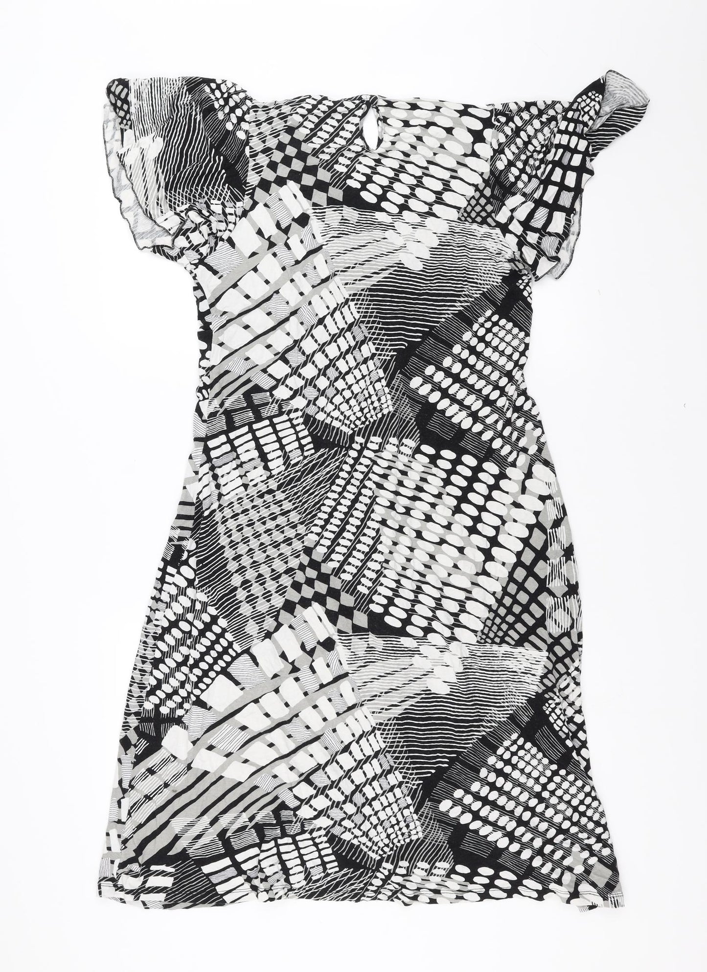 Marks and Spencer Womens Black Geometric  Fit & Flare  Size 16
