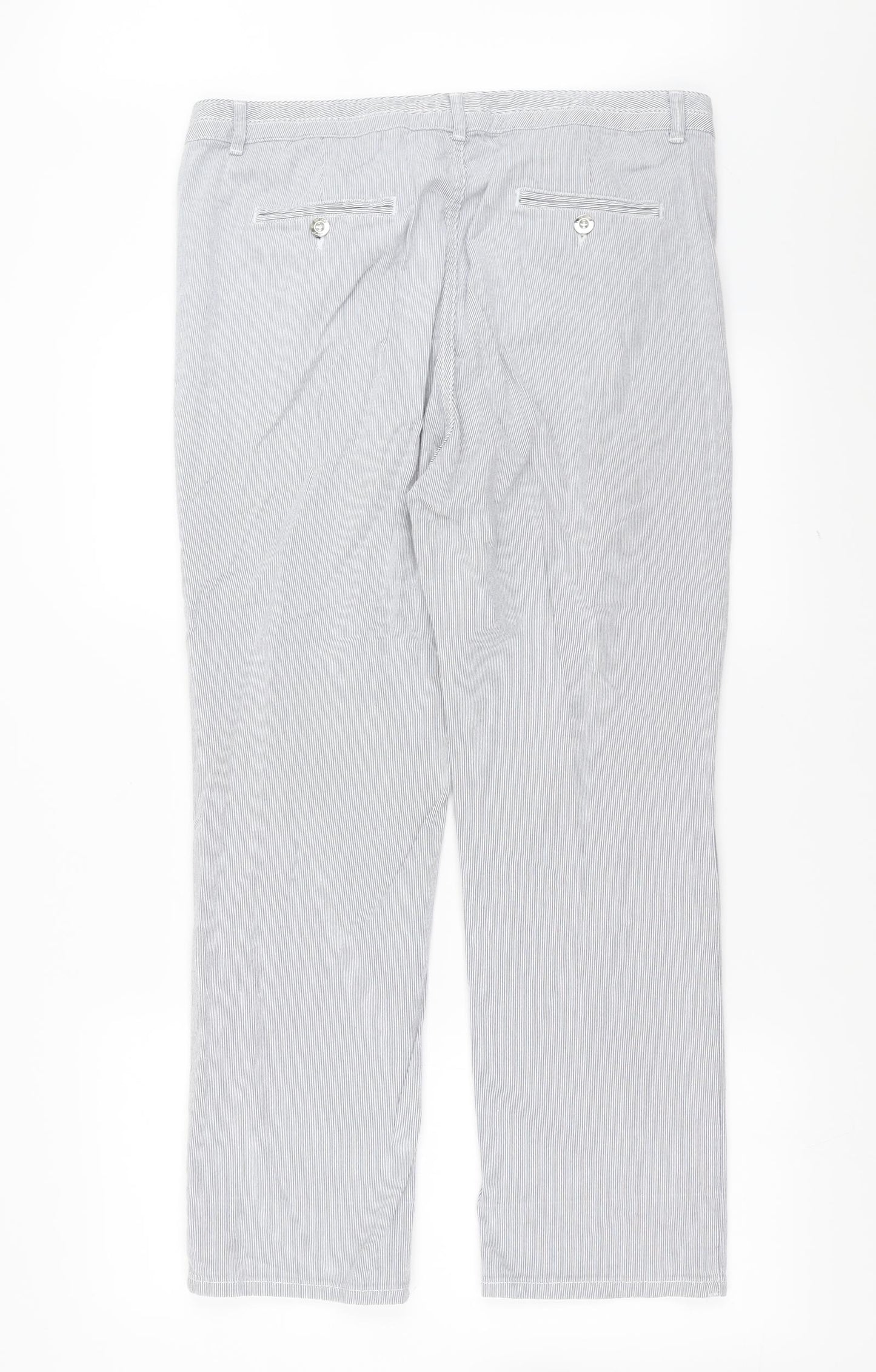 Marks and Spencer Womens Blue Striped  Trousers  Size 36 in L27 in - straight