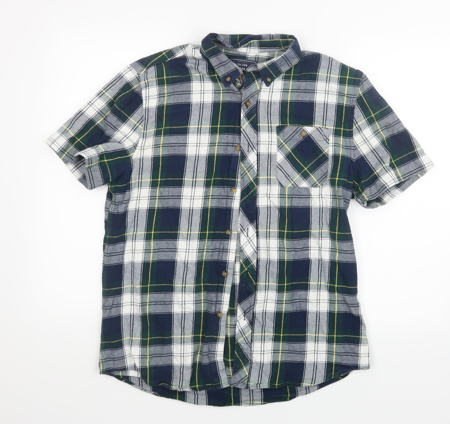 Topman Mens Blue Check   Button-Up Size L