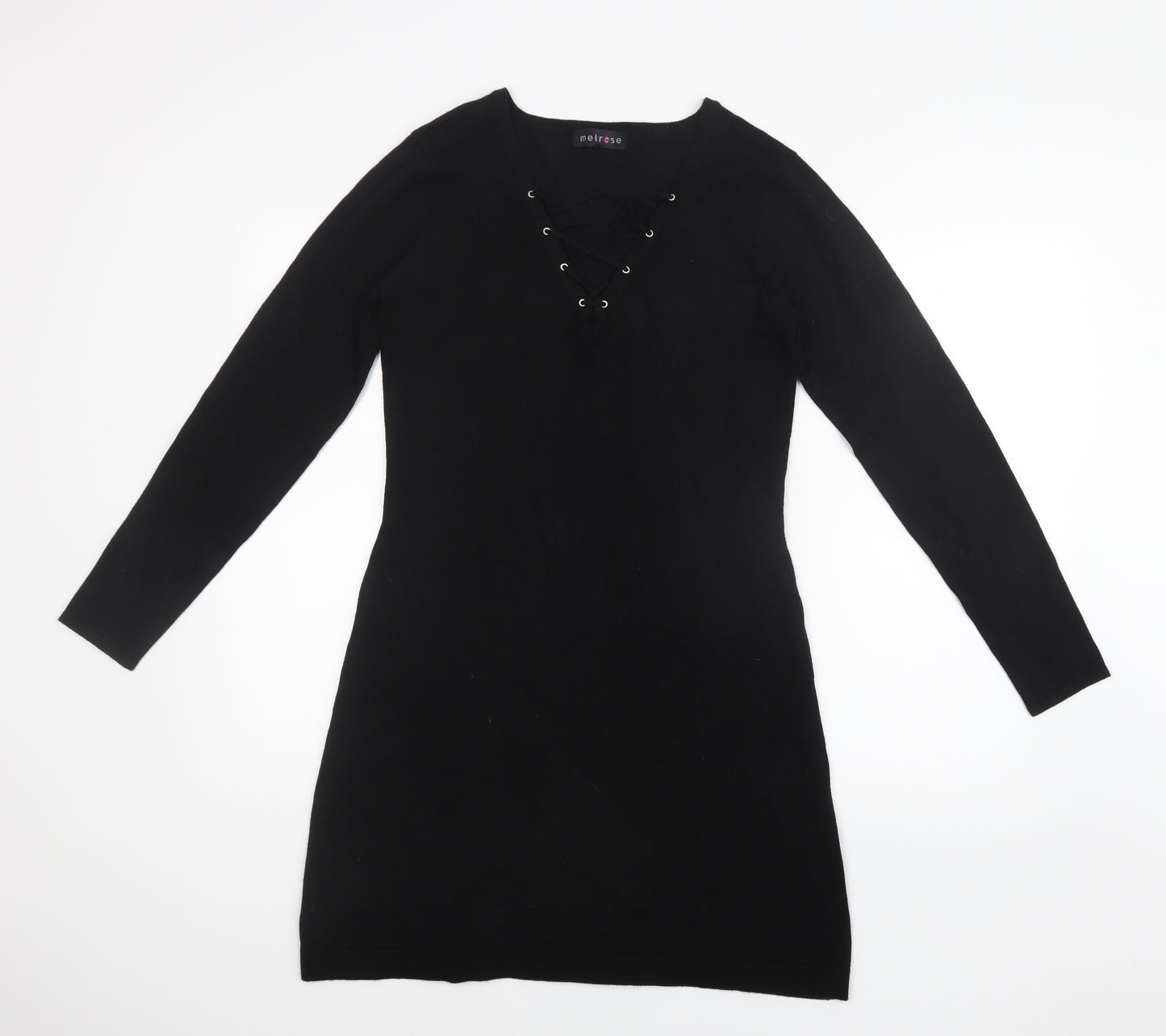 Melrose Womens Black  Knit T-Shirt Dress  Size 14