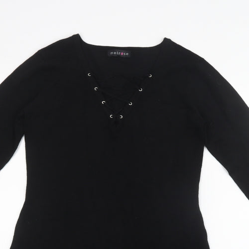 Melrose Womens Black  Knit T-Shirt Dress  Size 14