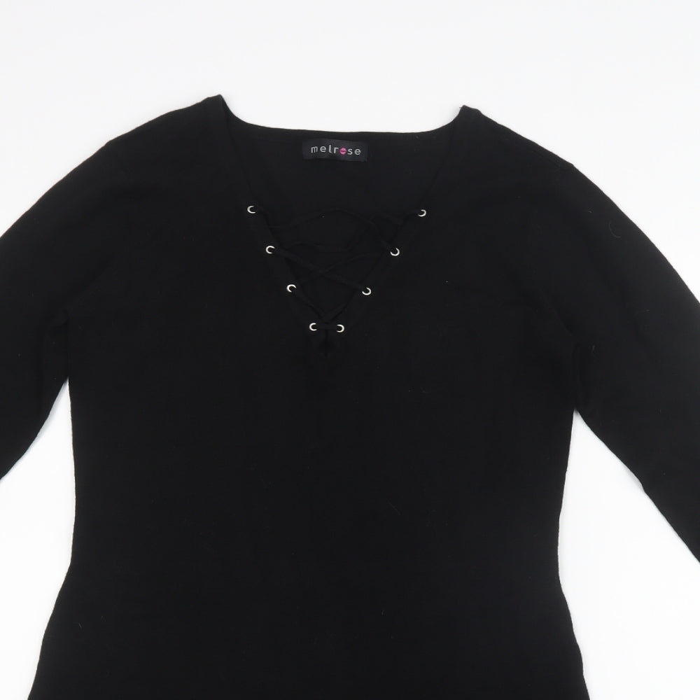 Melrose Womens Black  Knit T-Shirt Dress  Size 14