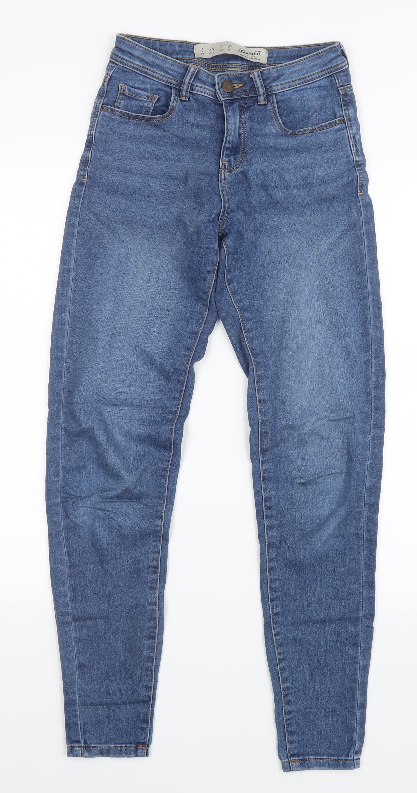 Denim Co. Womens Blue  Denim Straight Jeans Size 6 L29 in