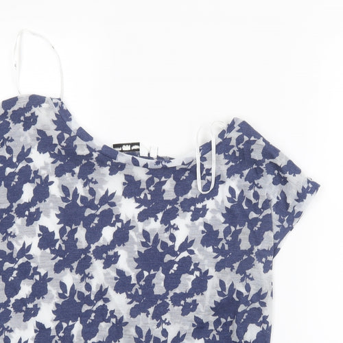New Look Womens Blue Floral  Basic T-Shirt Size 12
