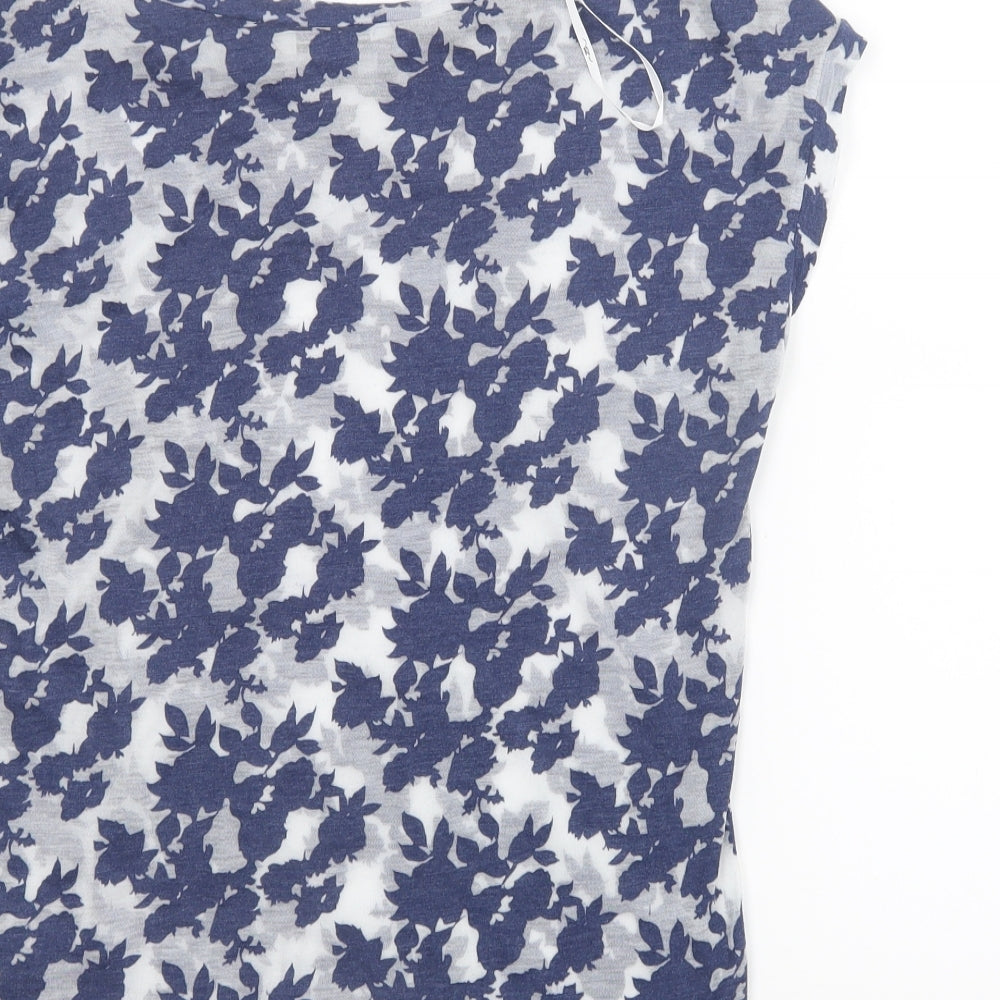New Look Womens Blue Floral  Basic T-Shirt Size 12