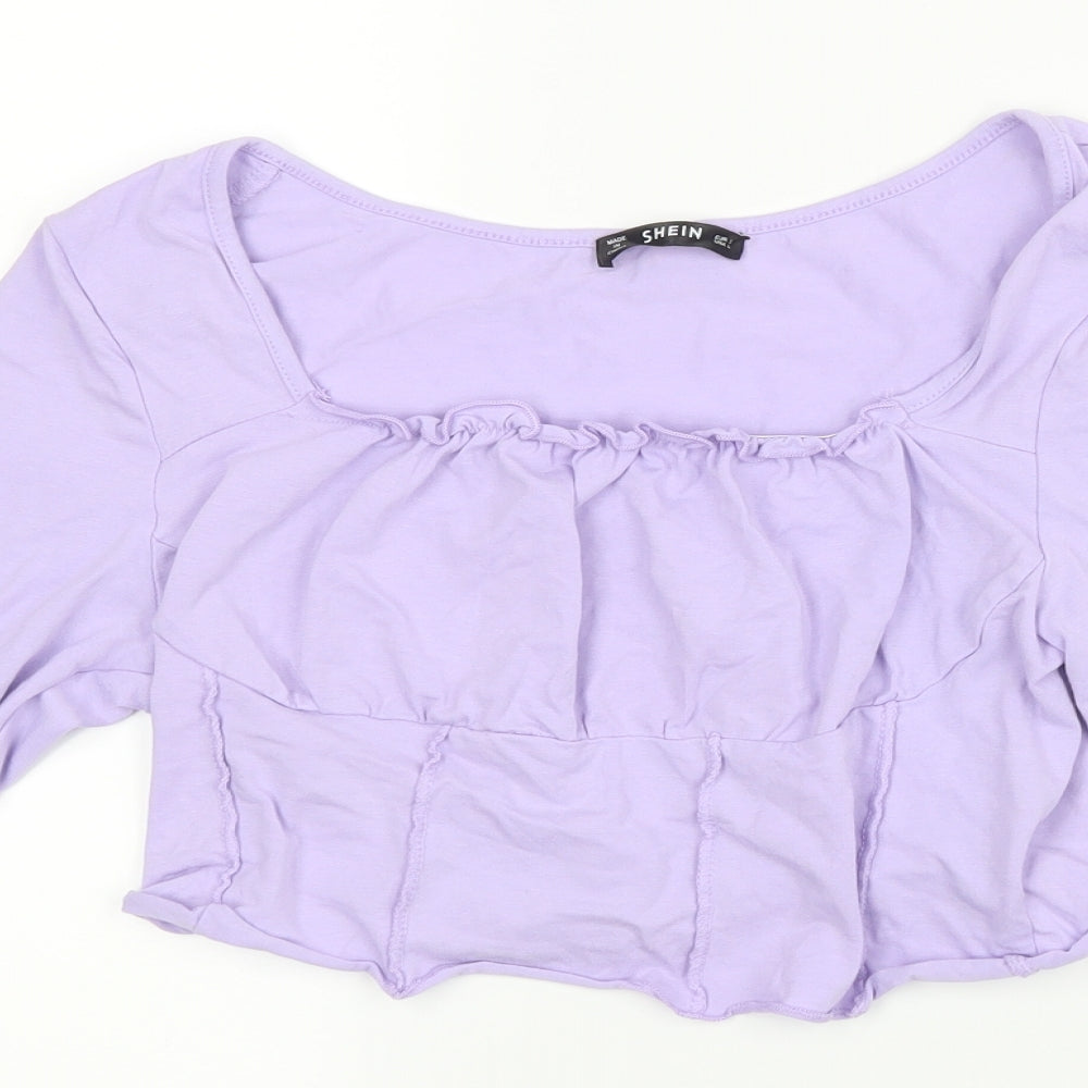 SheIn Womens Purple   Cropped T-Shirt Size L