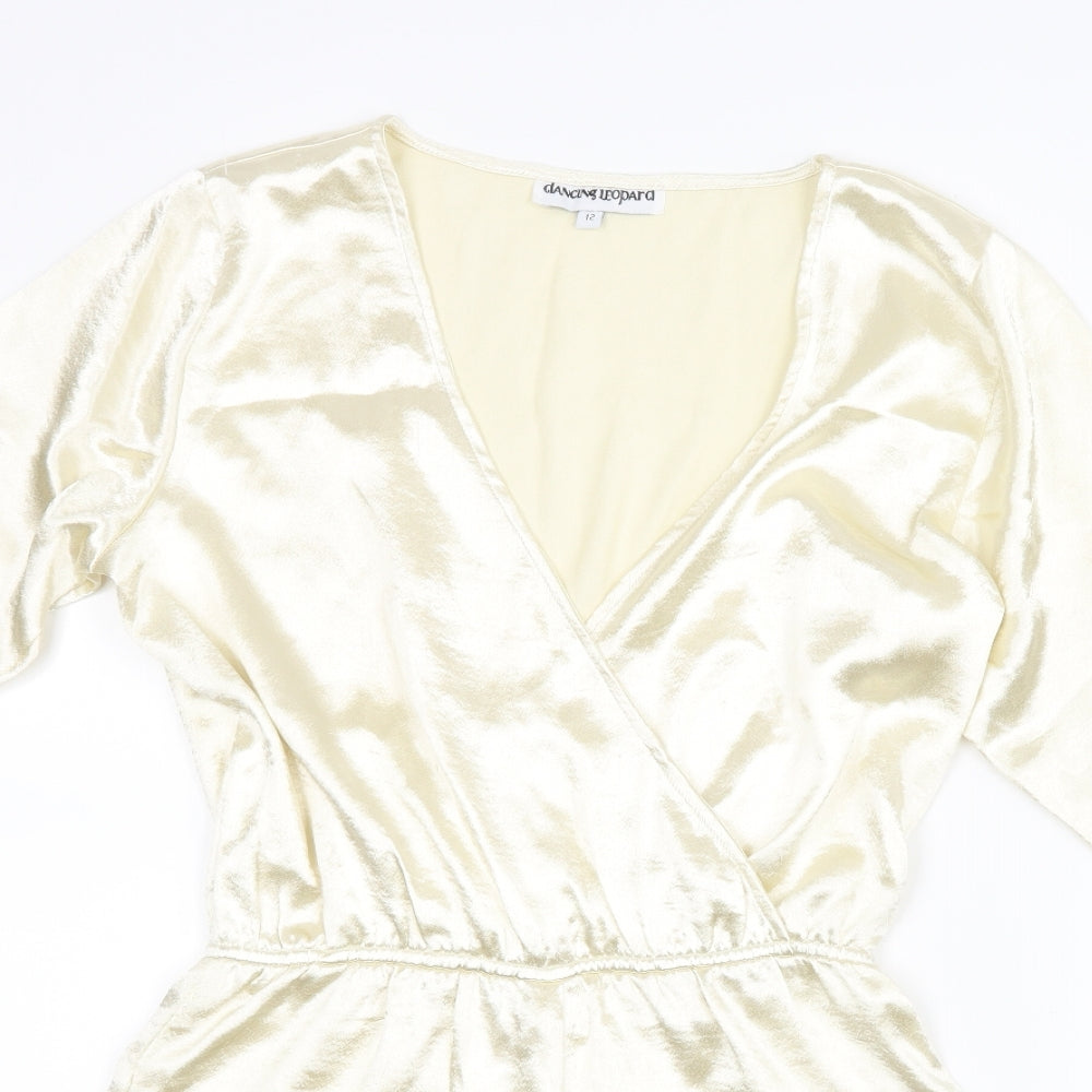 Dancing Leopard Womens Gold   Playsuit One-Piece Size 12