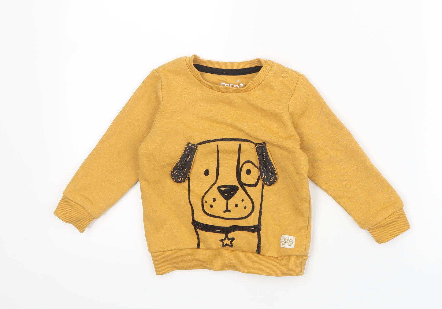 F&F Boys Yellow   Pullover Jumper Size 9-12 Months