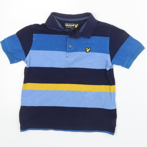 Lyle & Scott Boys Blue Striped  Basic Polo Size 8-9 Years
