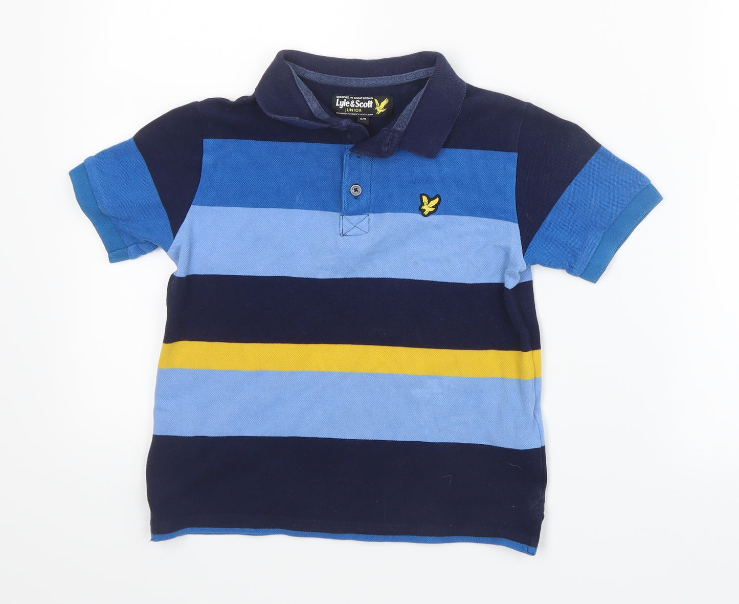 Lyle & Scott Boys Blue Striped  Basic Polo Size 8-9 Years