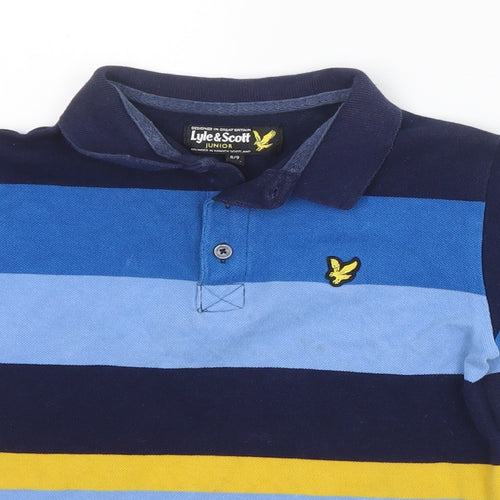 Lyle & Scott Boys Blue Striped  Basic Polo Size 8-9 Years