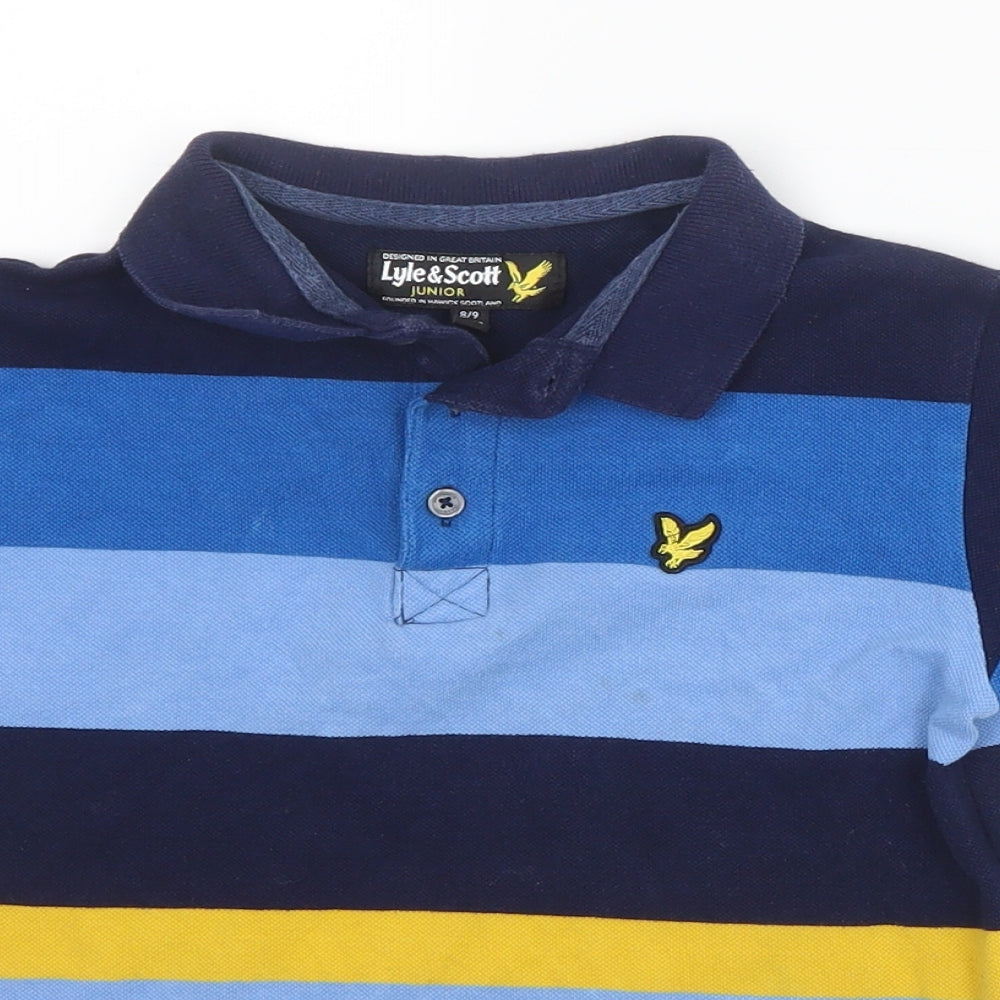 Lyle & Scott Boys Blue Striped  Basic Polo Size 8-9 Years