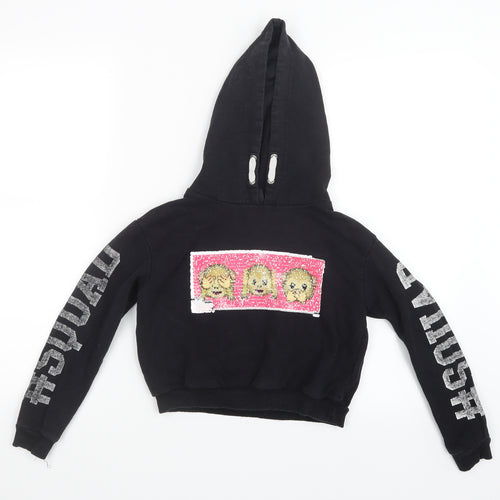 Young Dimension Girls Black   Pullover Hoodie Size 9-10 Years  - Reversible Sequins