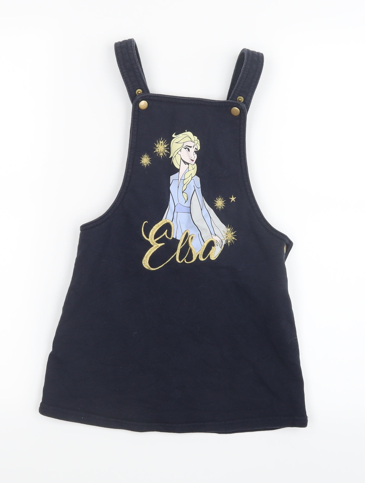 Tesco Girls Blue   Pinafore/Dungaree Dress  Size 6-7 Years  - Elsa Frozen