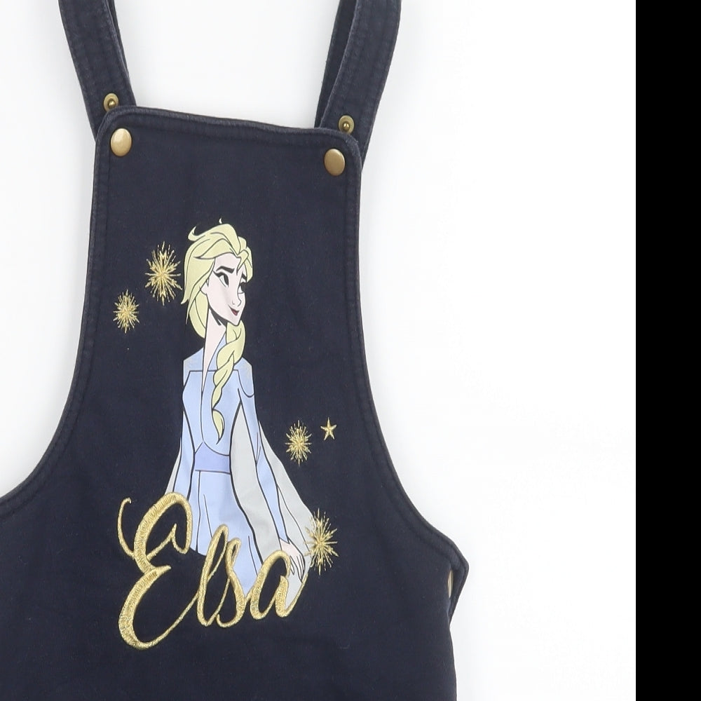 Tesco Girls Blue   Pinafore/Dungaree Dress  Size 6-7 Years  - Elsa Frozen