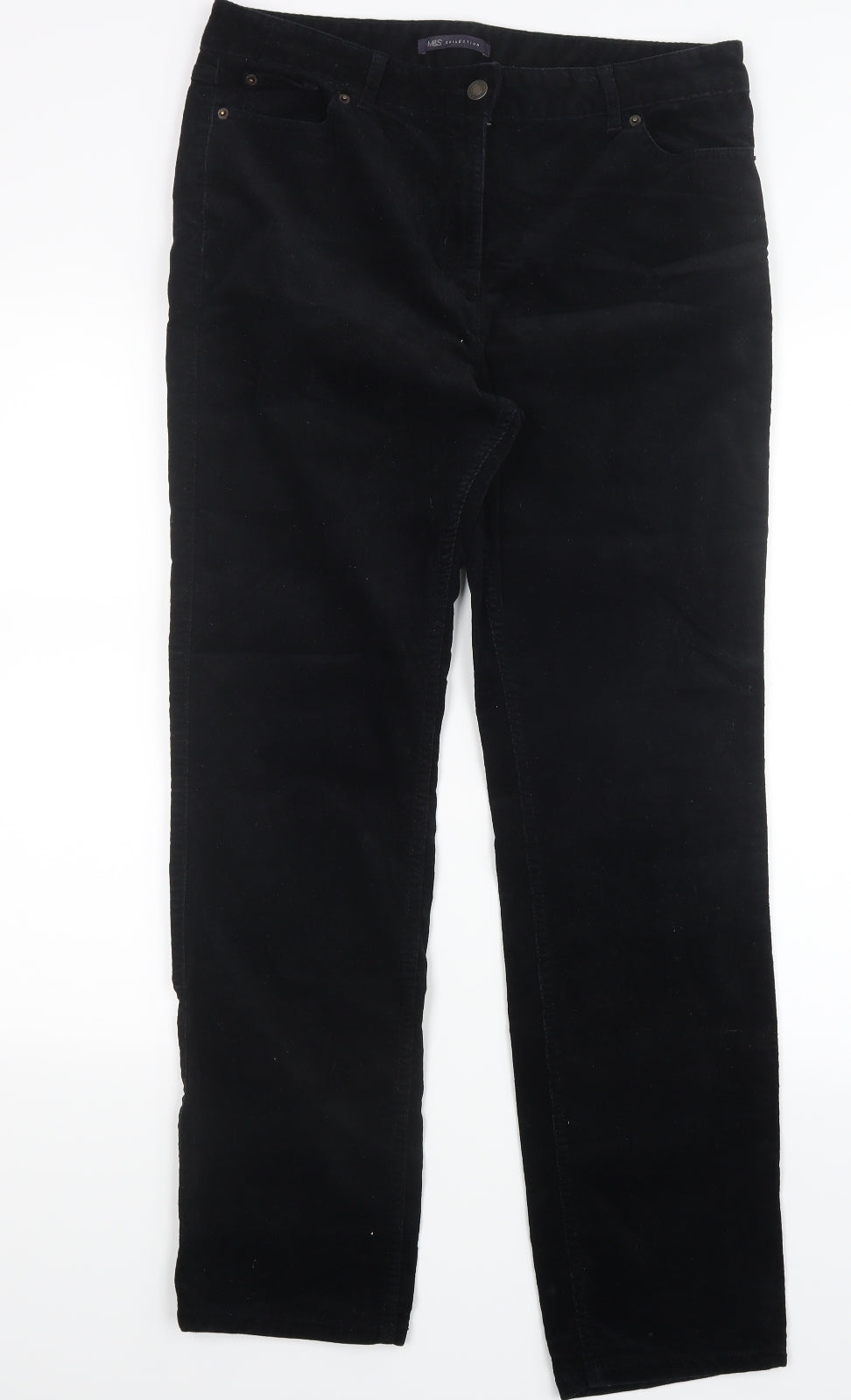 Marks and Spencer Womens Black  Velvet Trousers  Size 14 L30 in