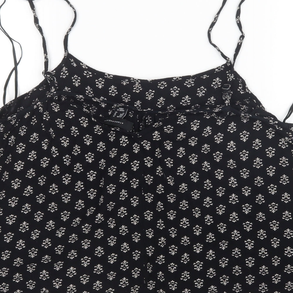 Atmosphere Womens Black Geometric  Basic Tank Size 14