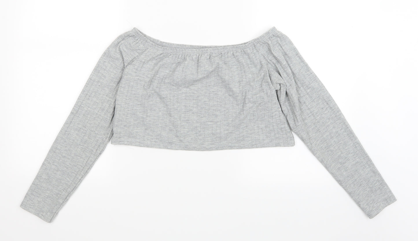 I SAW IT FIRST Womens Grey   Cropped T-Shirt Size XL