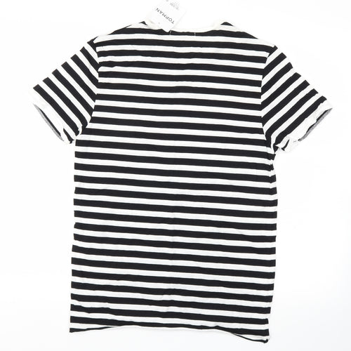 Topman Mens Black Striped   T-Shirt Size S