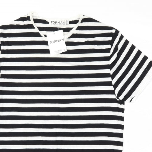 Topman Mens Black Striped   T-Shirt Size S
