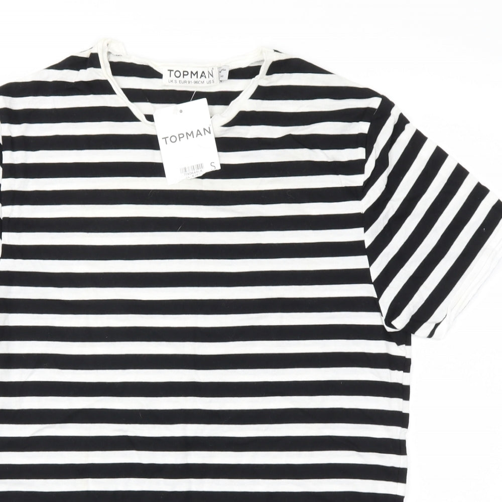 Topman Mens Black Striped   T-Shirt Size S