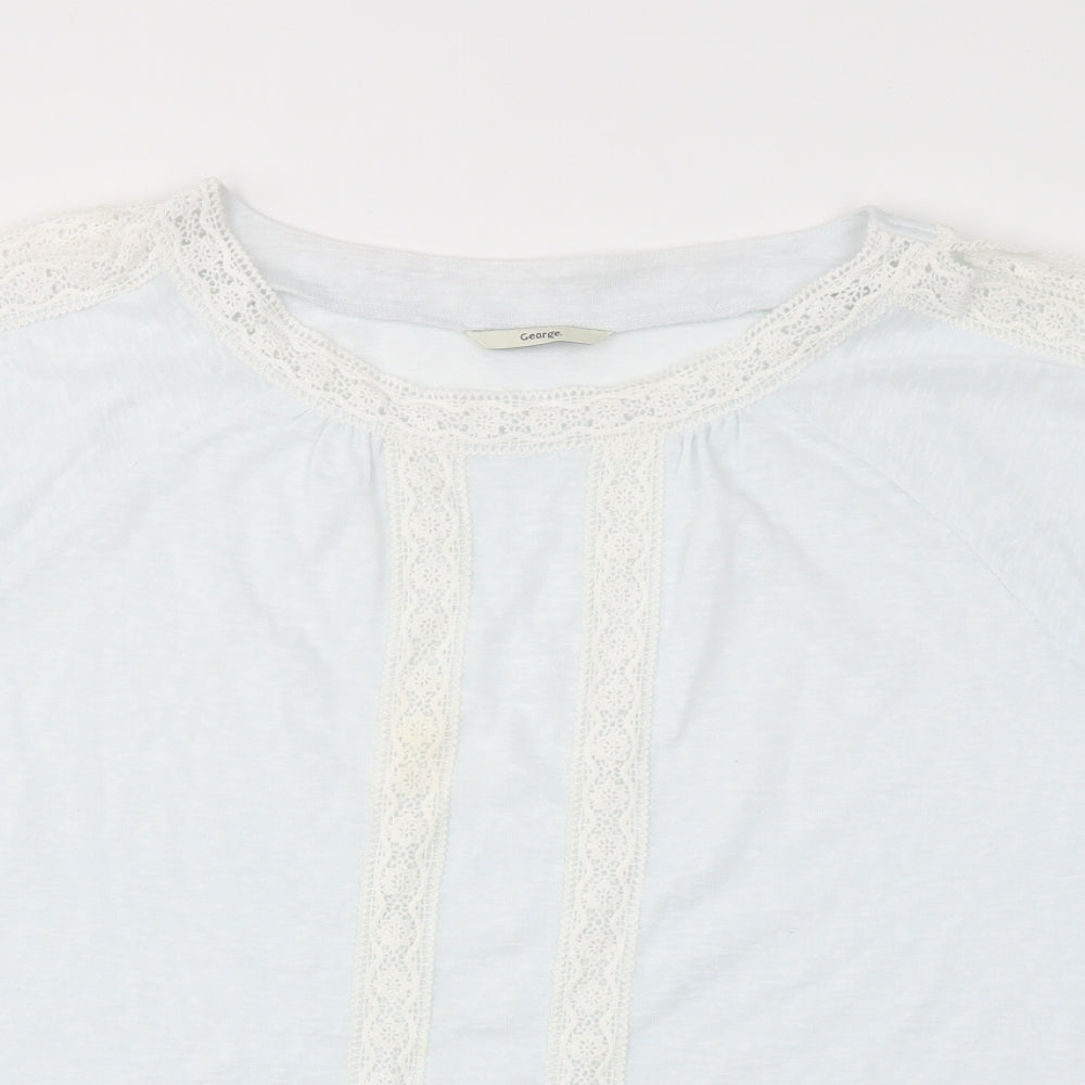 George Womens Blue Floral  Basic T-Shirt Size 22