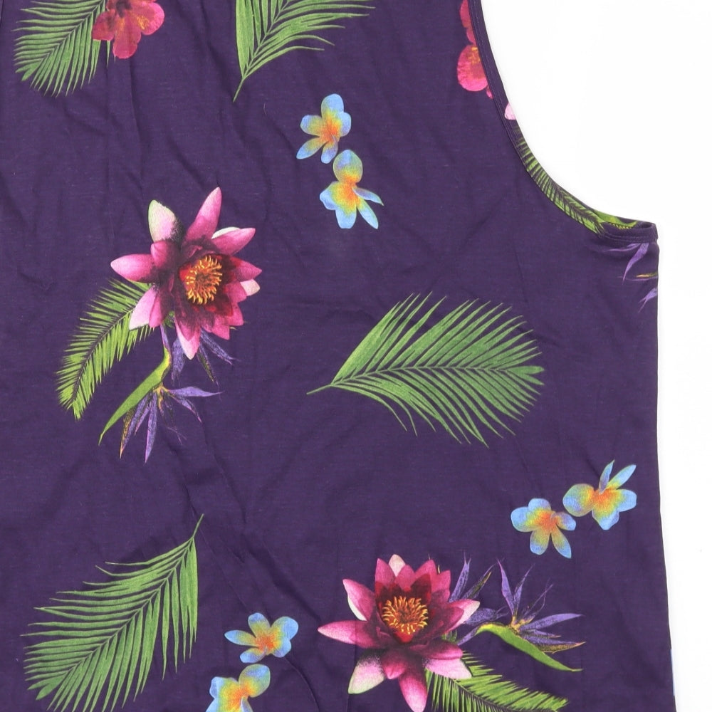 George Womens Purple Floral  Basic T-Shirt Size 2XL