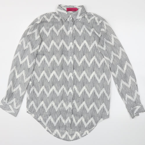 Boohoo Womens Grey Argyle/Diamond  Basic Blouse Size S