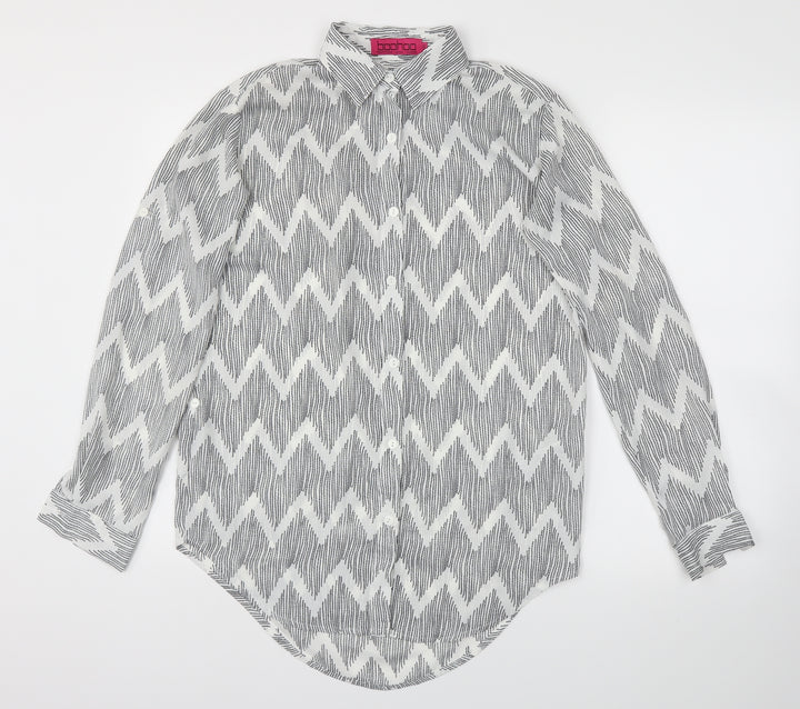 Boohoo Womens Grey Argyle/Diamond Basic Blouse Size S