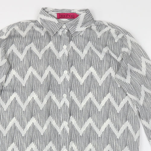 Boohoo Womens Grey Argyle/Diamond  Basic Blouse Size S
