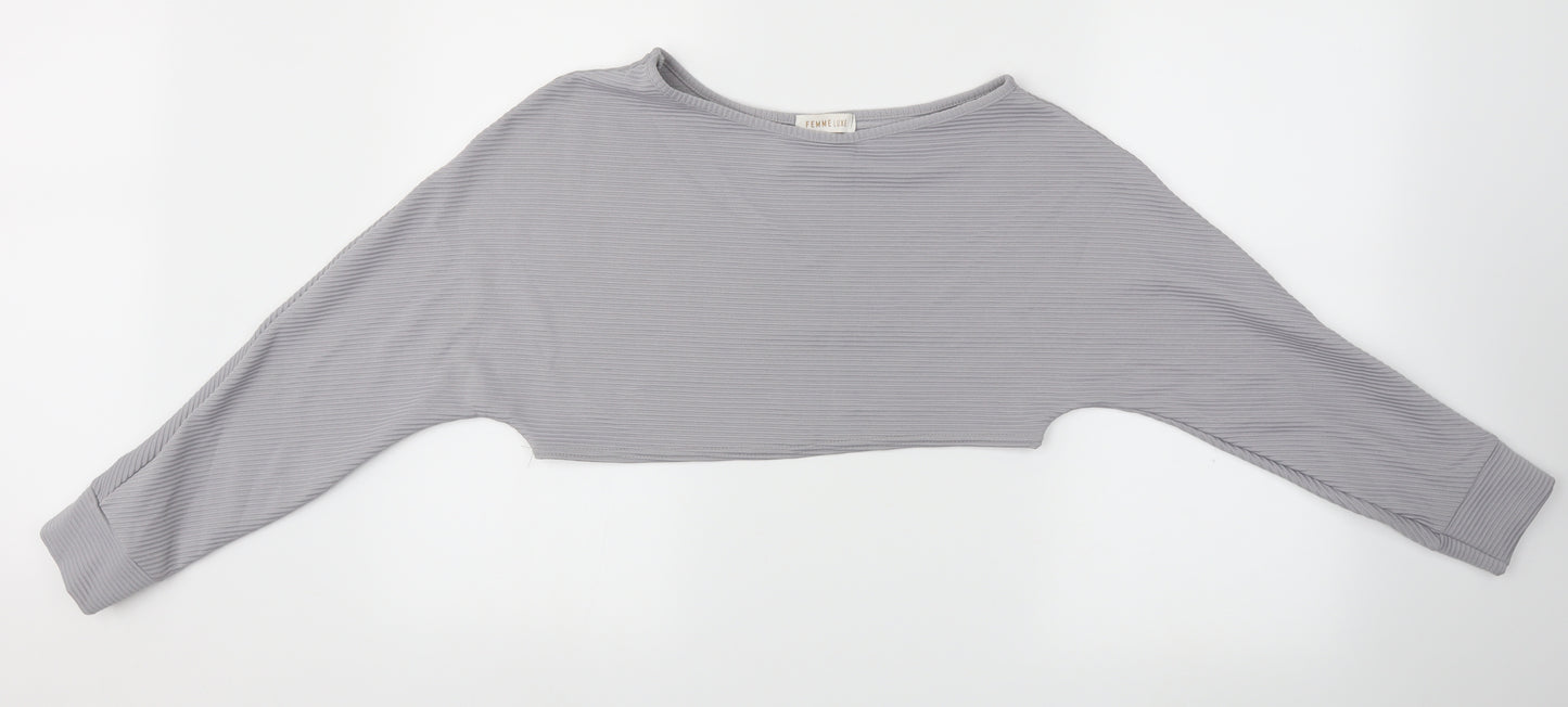 Femme Luxe  Womens Grey   Basic T-Shirt Size M