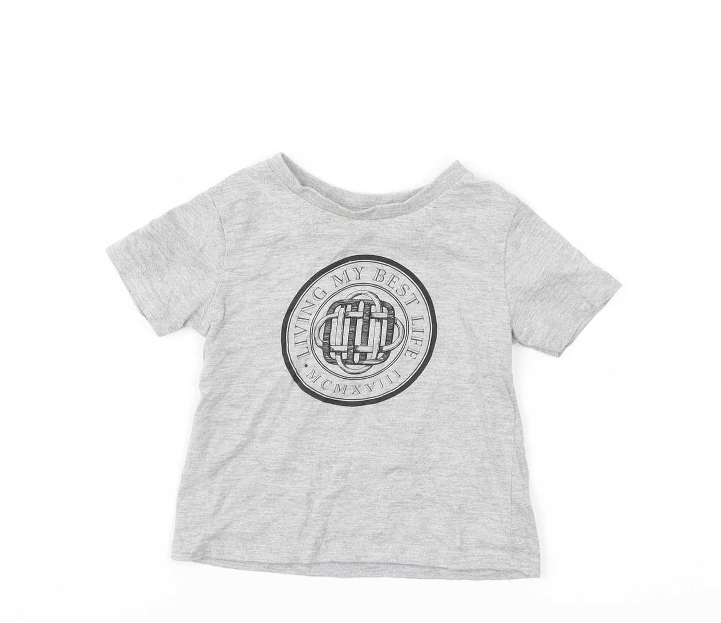 River Island Baby Grey Houndstooth  Basic T-Shirt Size 6-9 Months